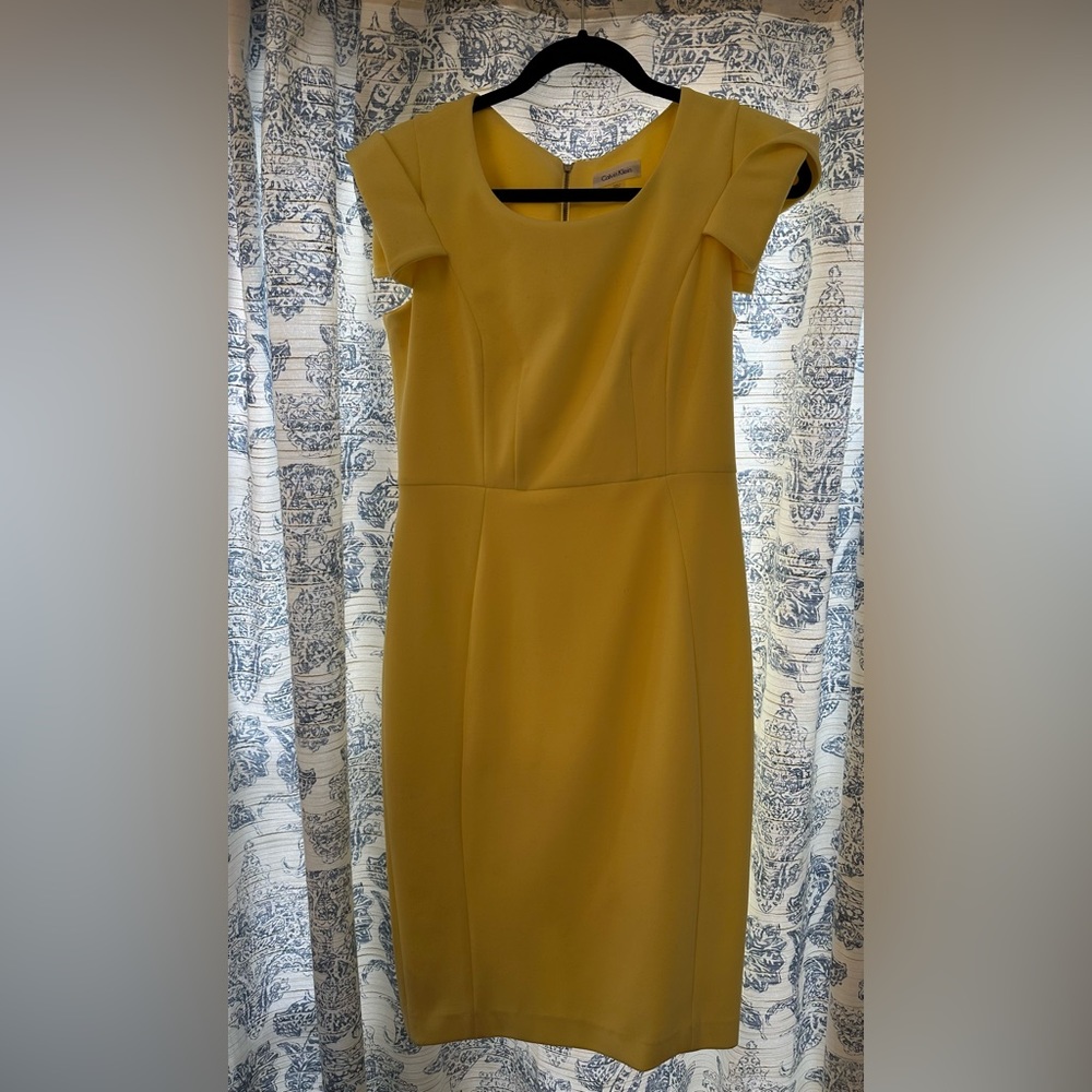 Calvin Klein Lime Yellow Midi Dress